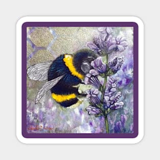 Bumblebee on Lavender Magnet