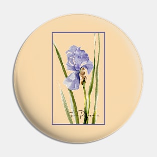 Lavender Purple Blue Iris Watercolor Pin