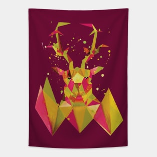 Golden Geometric Stag Tapestry