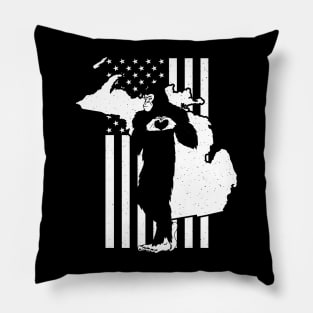 Michigan Bigfoot American Flag Pillow