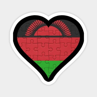 Malawian Jigsaw Puzzle Heart Design - Gift for Malawian With Malawi Roots Magnet