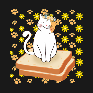 Cat Lovers Cat Flower Toast T-Shirt