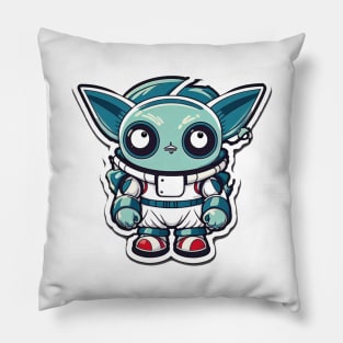 Cute Space Owl Illustration (eyes up right) Pillow