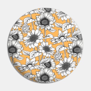 Sunflowers Line Art Pattern Pin