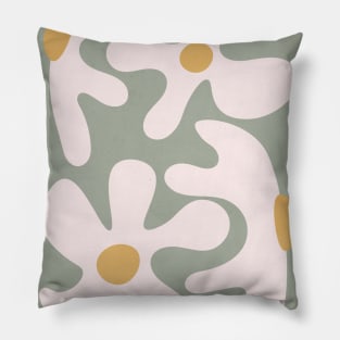 Abstract Flowers Sage Green Pillow