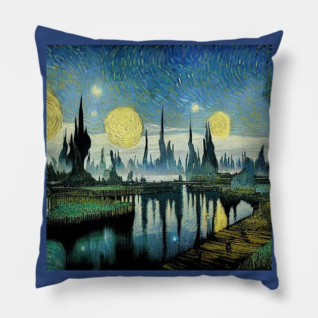 Starry Night in Kashyyyk Pillow by Grassroots Green