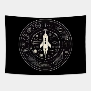 Retro Spaceship Rocket - Vintage Sci-Fi Design Tapestry