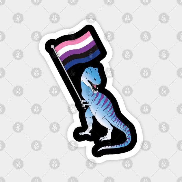 Genderfluid Flag Dinosaur LGBTQIA Pan Pride LGBT Nonbinary Decal Magnet by Shirtsurf