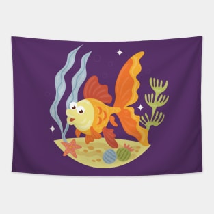 Fish Colorful Hand drawn Illustration Tapestry