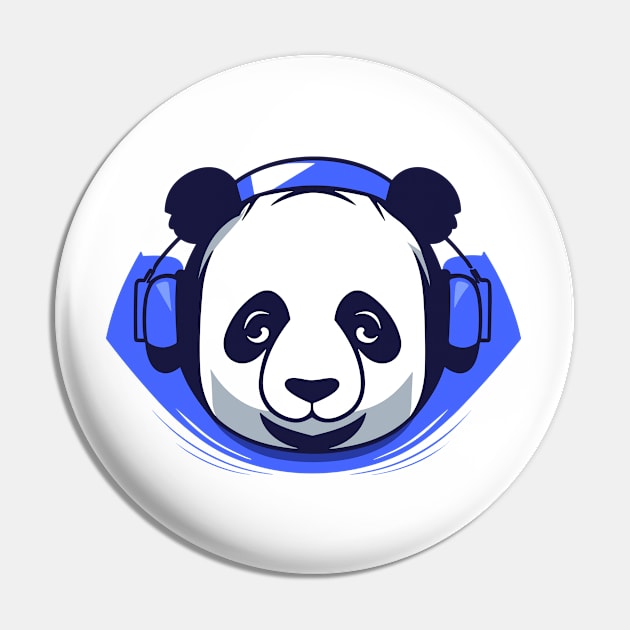 Panda Music Headphone City Rhyme Wonderful Vibes Vector Graphic Pin by Cubebox