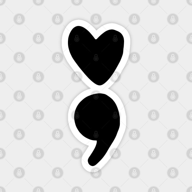 semicolon heart (black) Magnet by mystudiocreate