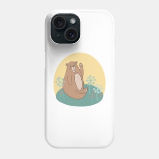 Cute teddybear sitting among flowers and berries Phone Case