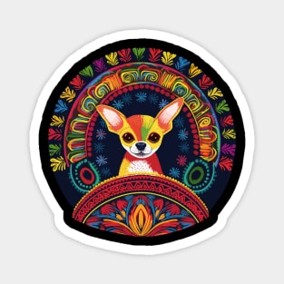 Happy Chihuahua in Colorful Mexican Folk Art Style Magnet