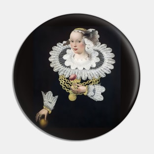 Lady of the Middle Ages holding a flower Pin