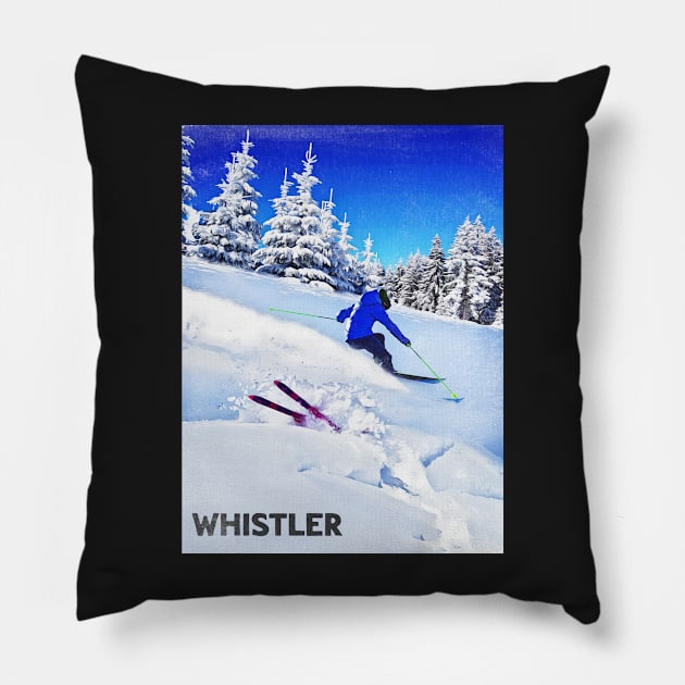 Whistler ski mountains retro vintage skiing 90's Pillow by Captain-Jackson