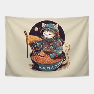 Astronaut Cat Ramen Tapestry