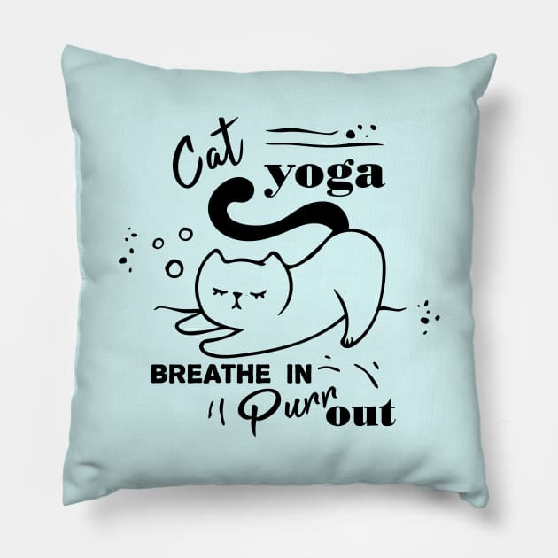 Funny cat yoga quote Pillow by ArtsByNaty