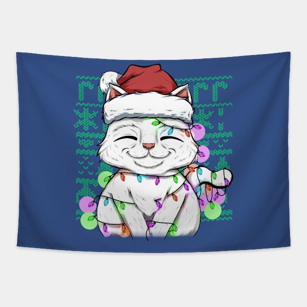 cats at christmas funny kitty cute Tapestry by the house of parodies