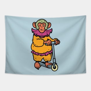 Vintage Cartoon Circus Monkey on a Scooter Tapestry