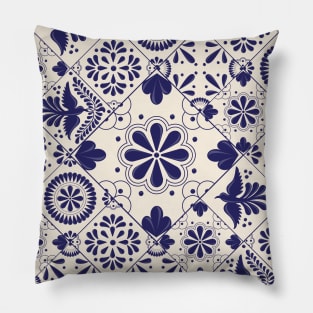 Mexican Talavera Tiles Pattern Pillow