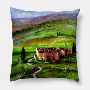 TUSCANY LANDSCAPE WITH GREEN HILLS Pillow