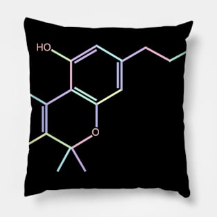 THC Kawaii Pastel Rainbow Molecule Pillow