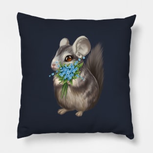 Chinchilla with bouquet Pillow