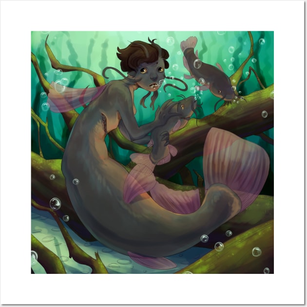 Mermaid in a fishing bowl | Art Print