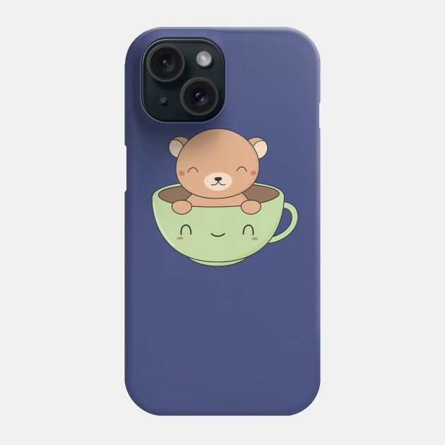 Kawaii Cute Brown Bear Phone Case by happinessinatee