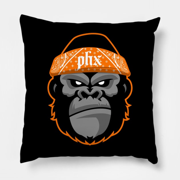 Cholo Phx Gorilla Orange Pillow by LunaGFXD