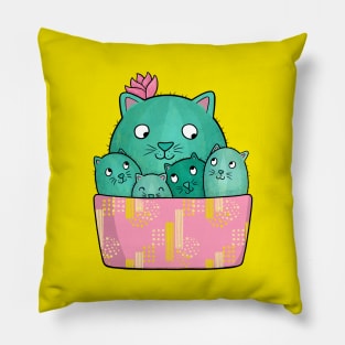 Cactus Cat and Kittens Pillow