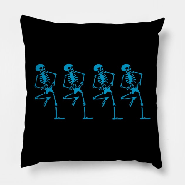 Spooky Scary Skeletons (Cyan) Pillow by Graograman