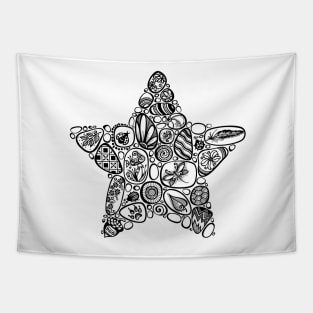 Decorative Star Symbol from Sea Pebbles with Ornaments Tapestry