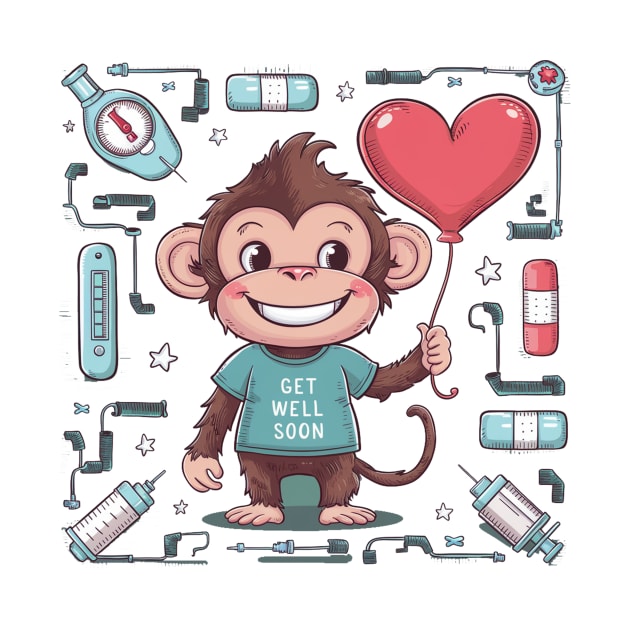 Get Well Soon Cute Monkey by alby store