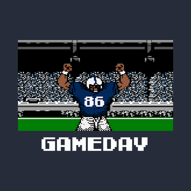 Blue and White Football Gameday Retro 8 Bit Linebacker by SLAG_Creative