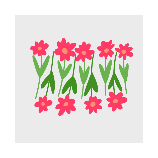 Hand illustrated pink flowers by Ninadventurous