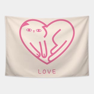 Cat in Love Shape Tapestry