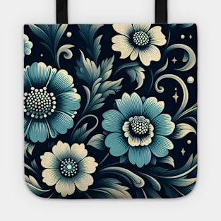 Teal Floral Illustration Tote