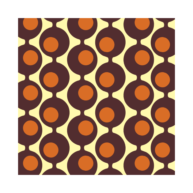 Mid Century Brown Orange Circles by AKdesign