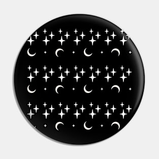 moon and stars black and white pattern celestial Pin