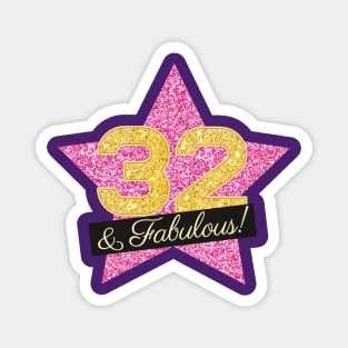 32nd Birthday Gifts Women Fabulous - Pink Gold Magnet