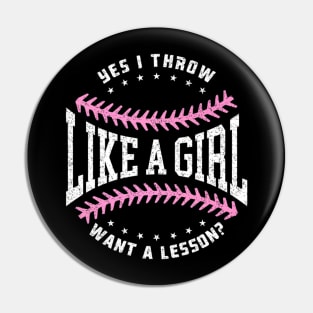 Play Like A Girl Softball Player Pin