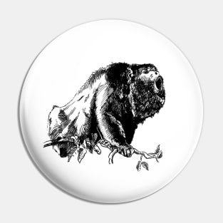 Howler Monkey Ink Drawing Pin