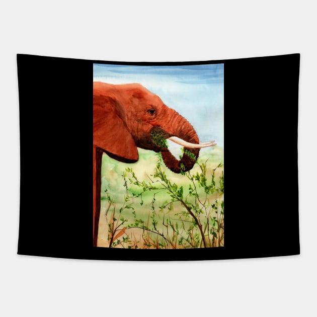 Wrinkles, Elephant Snacking Tapestry by MMcBuck