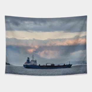 Tanker departing Loch Long heads into the Firth of Clyde, Scotland Tapestry