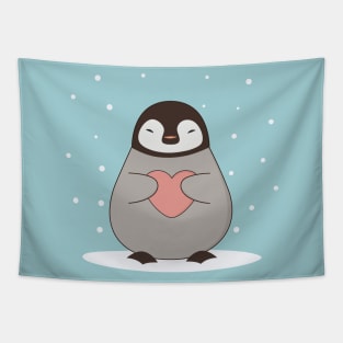 Kawaii Cute Winter Penguin Tapestry