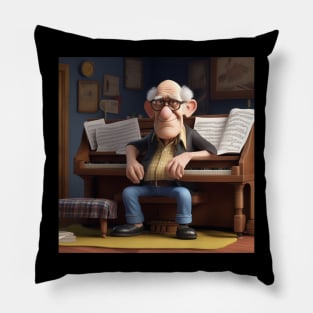 Grandfather Sitting At The Piano Pillow