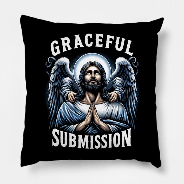 Graceful Submission, Jesus Pillow by ArtbyJester