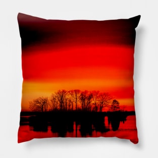 Red and Orange Sunset High Contrast Pillow