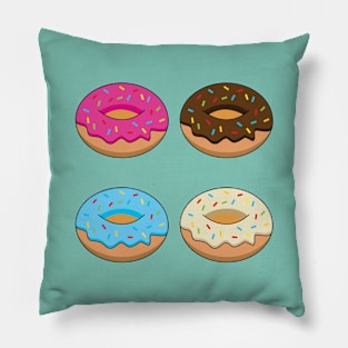 Four Assorted Donuts Pattern Pillow